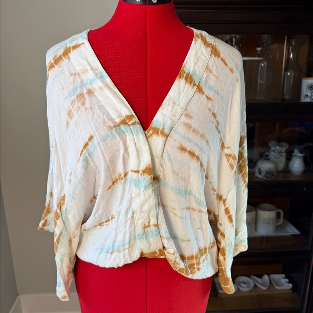 Young Fabulous & Broke Boho Tie Dye Wrap Front Cropped Top Women’s Size Small